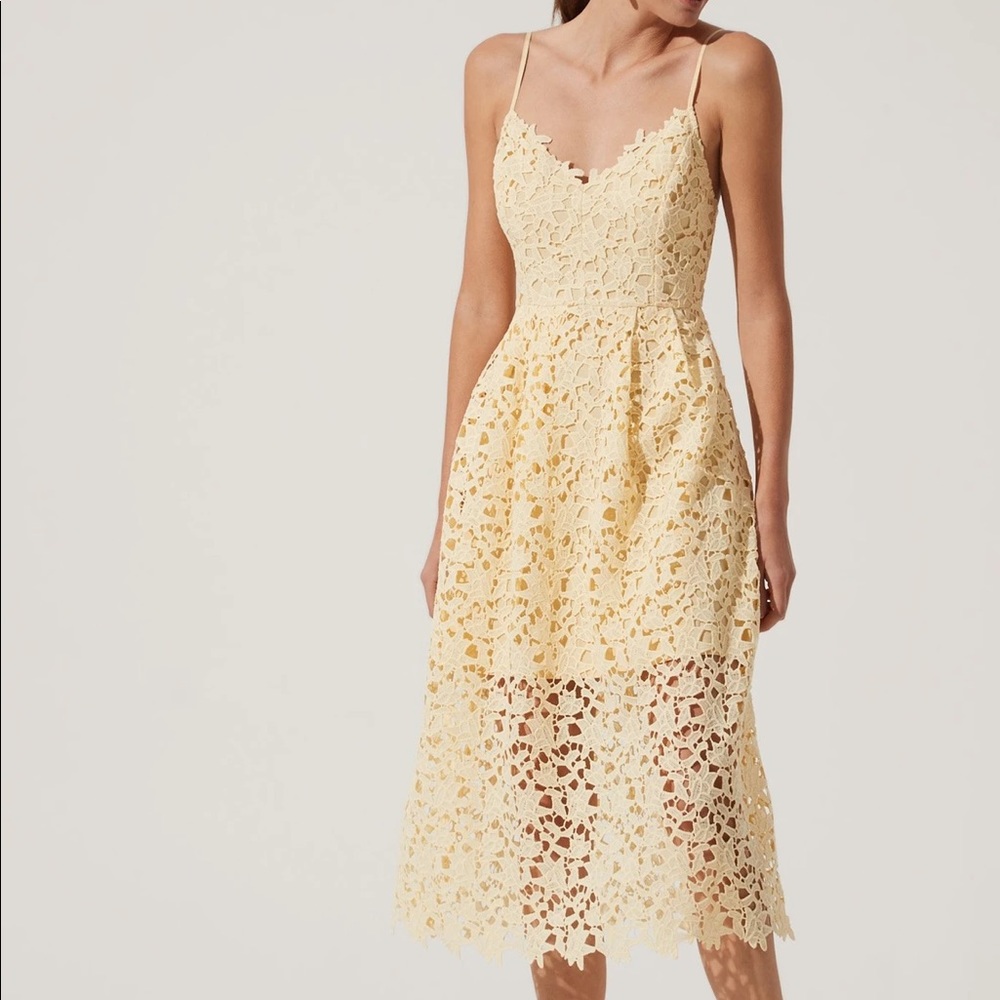 LACE A LINE MIDI DRESS